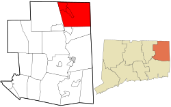 Windham County Connecticut incorporated and unincorporated areas Thompson highlighted
